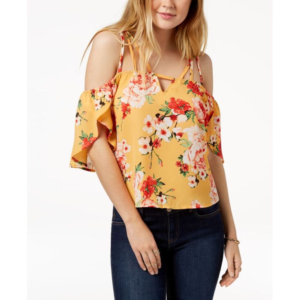 7 Sisters Juniors Printed Off The Shoulder Blouse